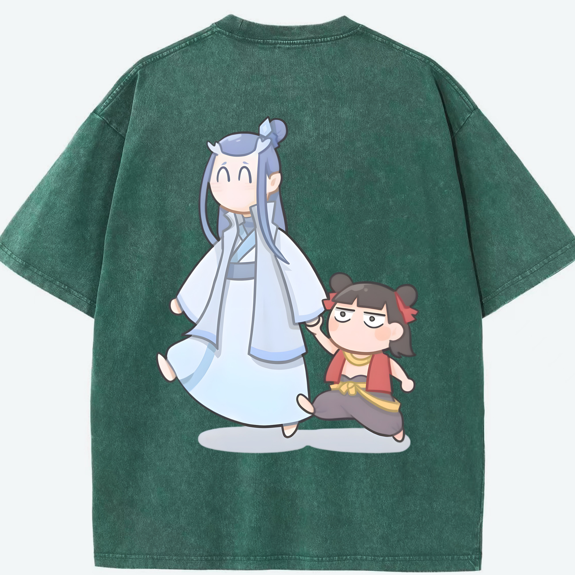 （画像用） Ne Zha 2 ナタ 魔童の大暴れ 綿100% ヴィンテージ風 半袖Tシャツ（背面プリント）